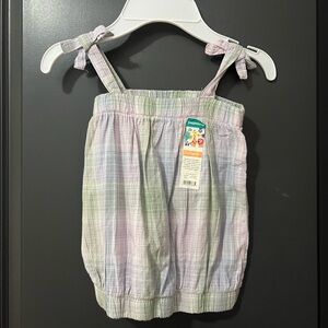 Carter's Pastel Plaid Baby Top with Tie Straps